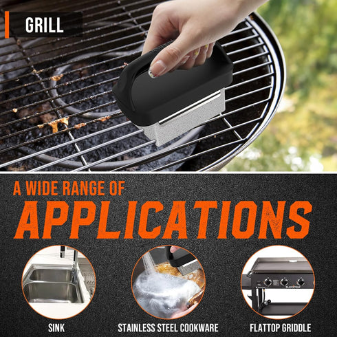 Upgrade Large Size Grill Cleaner, Grill Cleaning Stone with Heat-resistant Handle,Non-toxic Material Grill Cleaning Blocks Removing Stains for BBQ...