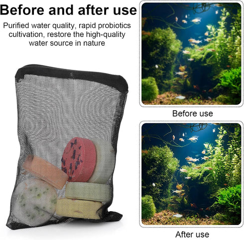 Fish Tank Media Mesh Filter Bag - 10 Pcs Aquarium Filter Bags High Flow Fine Mesh Net with Plastic Zipper for Fish Tank Bio Balls, Pelletized Carb...