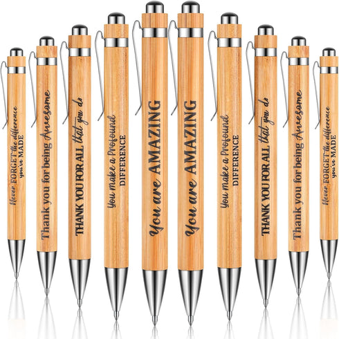 10 Pcs Bible Quotes Pens Inspirational Wooden Ballpoint Retractable Pen for Motivational Bamboo Pen Black Ink Religious Gift for Church Christian ...