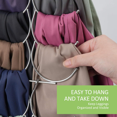 Legging Organizer for Closet, Yoga Pants Hanger 20 Storage Capacity, Space Saving Hanging Closet Organizers and Storage, Silver 1 Pack...