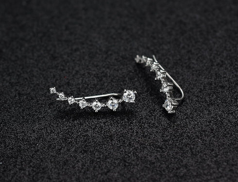 Earring for Women Cartilage 7 Crystals Ear Cuffs Hoop Climber S925 Sterling Silver Earrings with Cubic Zirconia CZ Hypoallergenic Piercing Gifts f...