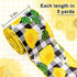 Whaline 30 Yard Summer Lemon Wired Edge Burlap Ribbon 6 Roll Yellow Lemon Buffalo Check Plaid Stripe Dots Pattern Ribbon Fabric Decorative Craft R...