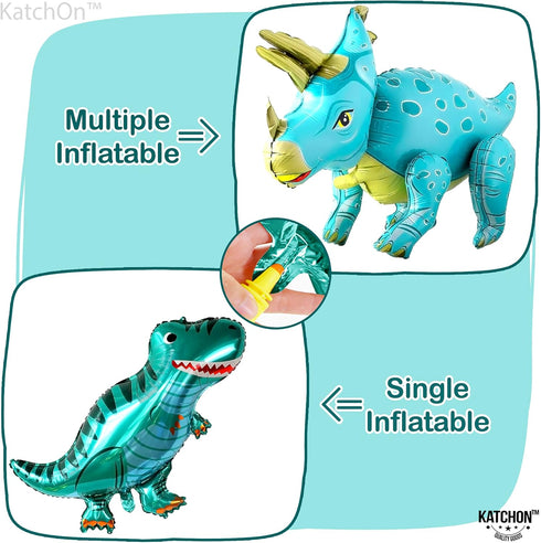 KatchOn Giant Blue Dinosaur Balloons - 38 Inch, Pack of 2 | Dino Mylar Balloons for Birthday Party Decor...