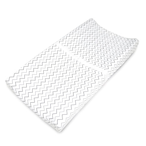 American Baby Company Printed 100% Cotton Knit Fitted Contoured Changing Table Pad Cover - Compatible with Mika Micky Bassinet, Gray Zigzag, for B...