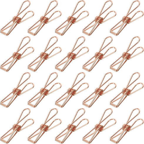 MECCANIXITY 50 Pieces Metal Wire Hollow Out Clips 32mm Cute Mini Binder Paper Clip Rose Gold for Clothes Bill Paper Office Supplies...
