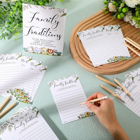 Fumete 61 Pieces Baby Shower Games Include Family Traditions Sign and 50 Baby Shower Family Traditions Cards with 10 Pencils for Baby Shower Party...