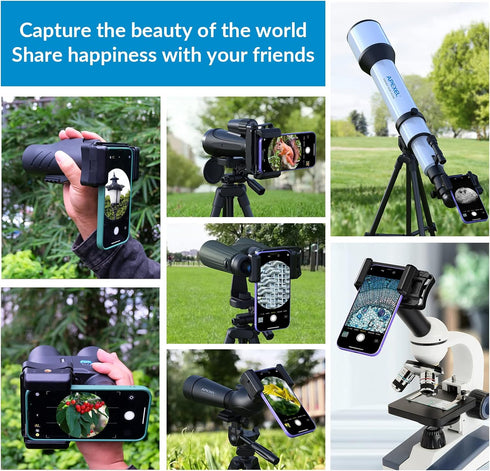 APEXEL Telescope Phone Adapter, Binocular Photo Adapter for Android & iPhone, Phone Holder Mount for Telescope, Monocular, Binocular, Microscope, ...