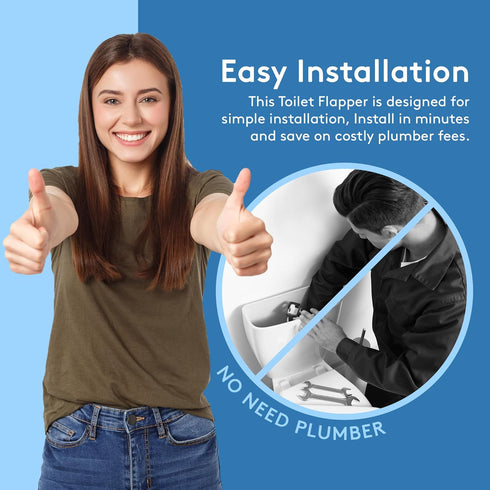 Universal 2 Inch Toilet Flapper Replacement & Chain - Fits 2 Inch Toilet Flush Valves - Easy Install (1-Pack)...