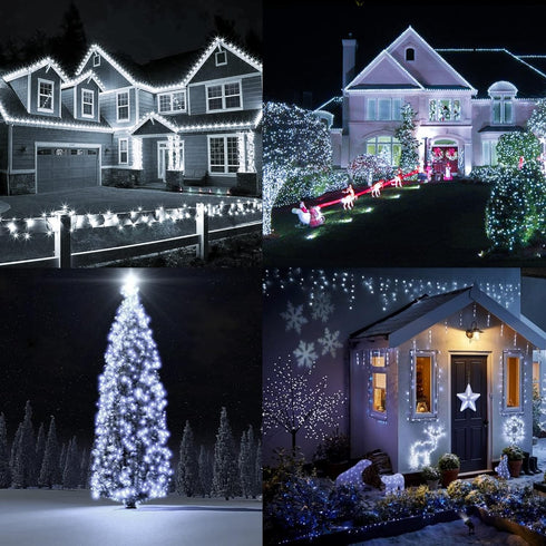 White Solar String Lights Outdoor, Total 80 FT 240 LED Solar Powered Waterproof Fairy Lights 8 Modes Copper Wire Lights for Christmas Party Tree W...