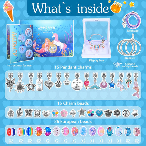 AIPRIDY Charm Bracelet Making Kit,Unicorn Mermaid Crafts Gifts Set Can Inspires Imagination and Creativity,Jewelry Making Kit Perfect Gifts for Gi...