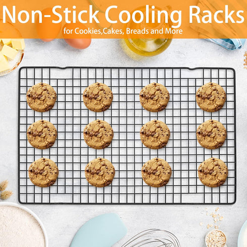 Tebery 4 Pack Black Heavy-Duty Wire Cooking Rack Baking Racks, Nonstick Baking & Cooling Grid for Roasting, Cooking, Grilling, Drying - 16" x 10"...