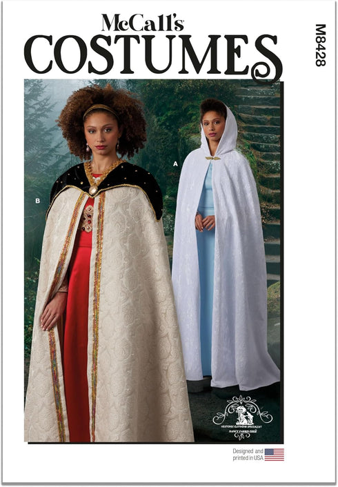 McCall's Misses' Unlined Capelet and Cape Costume Sewing Pattern Kit, Design Code M8428, Sizes XS-S-M-L-XL, Multicolor...