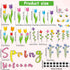 Tulip Bulletin Board Set Classroom Decorations Mother's Day Tulip Flowers Cutouts Welcome Spring Wall Decals Floral Bee Birds Butterfly Paper-Cuts...