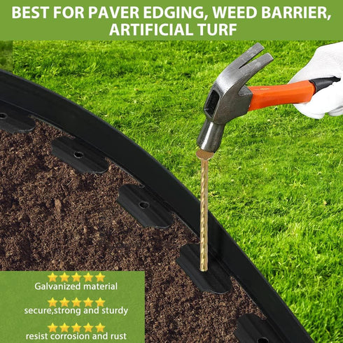 Artificial Turf Stakes Galvanized, Metal Spiral Landscape Spikes for Paver Edging, 11 Count, Outdoor, Heavy-Duty, Rust Resistant Security, 8-Inch ...