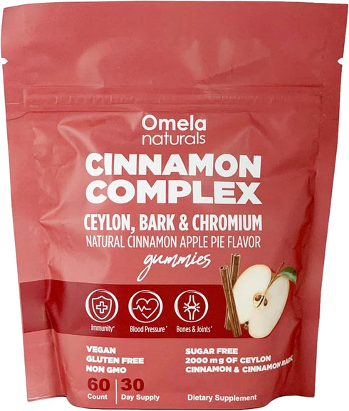 Sugar-Free Ceylon Cinnamon Complex Gummies Apple Cinnamon Flavor | Immune Support & Antioxidant Supplements | 2000mg Cinnamon Complex with Chromiu...