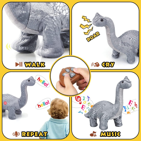 TOY Life Remote Control Dinosaur Toys for Kids 3 4 5 6 7+, Electronic Walking Dinosaur Toys, Brontosaurus Plush Dinosaur Toys, Dinosaur Stuffed An...