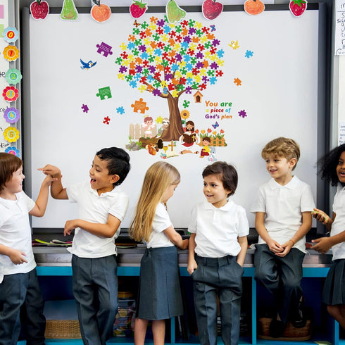 155 Pieces of Christian Tree Bulletin Board Set The Gods Plan to Decorate Children's Sunday School, Religious Bible, Scripture Classroom, Cut Deco...