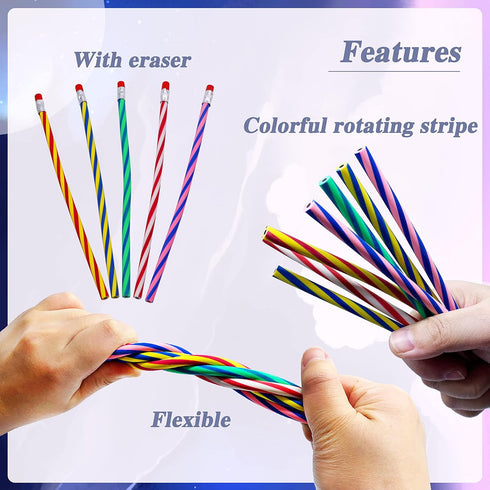 35 Pcs 7 Inch Flexible Soft Pencils,Magic Bend Pencils,Colorful Stripe Soft Pencils for Valentine's Day,Children's Day Gift,Students,Classroom Gif...