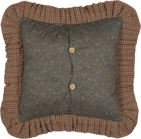 VHC Brands Primitive Bedding Cinnamon Plaid Cotton Patchwork Square Cover Insert Pillow, Dark Olive Green...