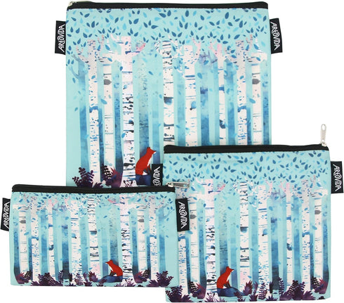 Artovida Artists Collective Reusable Lunch Bags with Zipper - Improved Dual Layer Design by Michelle Li Bothe (Germany) Birches...