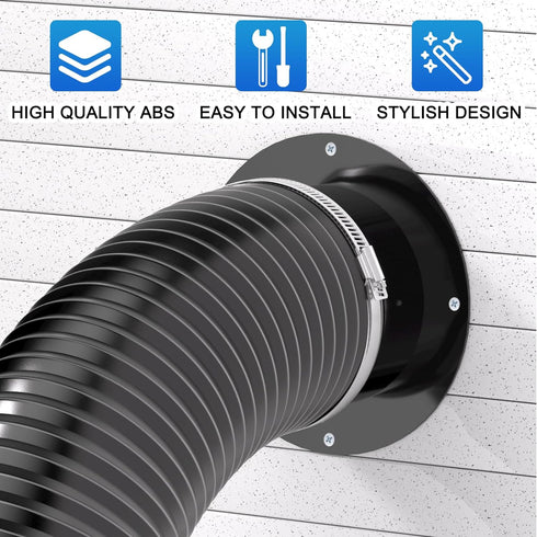 Hon&Guan Duct Connector Flange 6 Inch, Plastic 6 Inch Dust Collection Fittings Dryer Vent Connector Flange For Heating Cooling Ventilation System,...