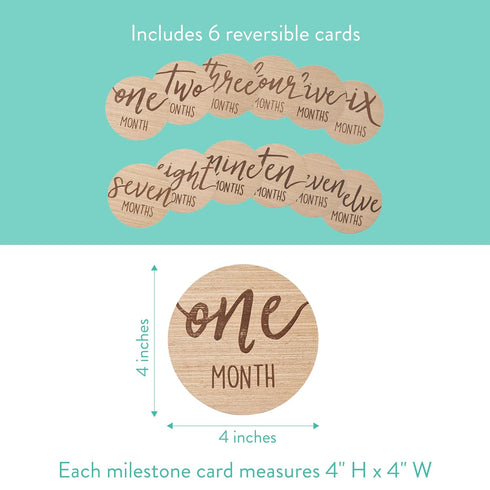 Kate & Milo Baby Monthly Milestone Marker Discs - Classic Cursive Script Wooden Discs with Reversible Photo Props for Baby Announcement and Milest...