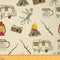 Camping Theme Fabric by The Yard Cartoon Cute Camper Camera Decorative Fabric for Kids Teens Adults Wild Rustic Jungle Adventure Style Fabric for ...