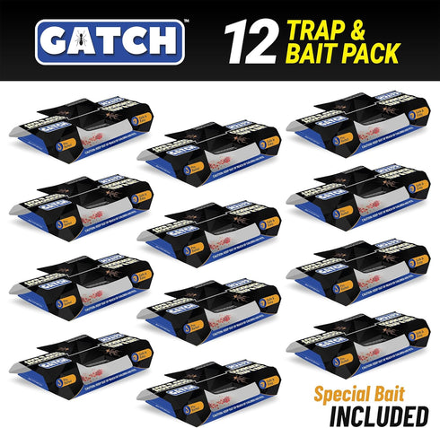GATCH Roach Traps Indoor (12 Pack), Sticky Baited Cockroach Traps, Roach Killer Indoor Infestation, Adhesive Glue Traps for Roaches, Insects, Home...