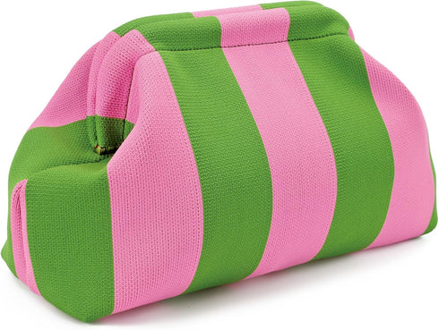 Summer Clutch Purses for Women Casual Crochet Dumpling Bag Colorblock Striped Cloud Clutch Handbags...
