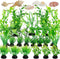 Aquarium Decorations Plants, 25pcs Aquarium Decor Green Plants with Natural Shells, Fish Tank Accessories, Fish Tank Large Plant Plastic Decoratio...