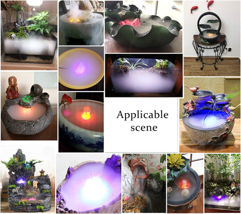 Halloween Party Mist Maker,Ultrasonic Water Pond Fountain Fogger 9 LED Red Yellow and Blue Light Flashes Aluminum Atomizer Air Humidifier for and ...