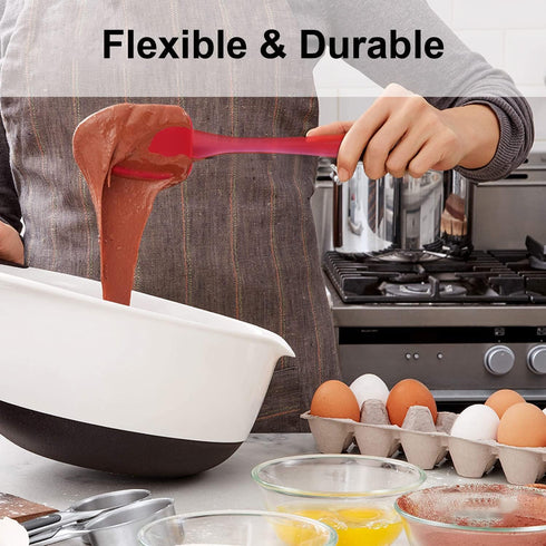 Silicone Spatula Set - 3 Piece Spatulas Silicone Heat Resistant Non-Stick Rubber Spatula Set Kitchen Utensils for Cooking, Mixing Flexible Spatula...
