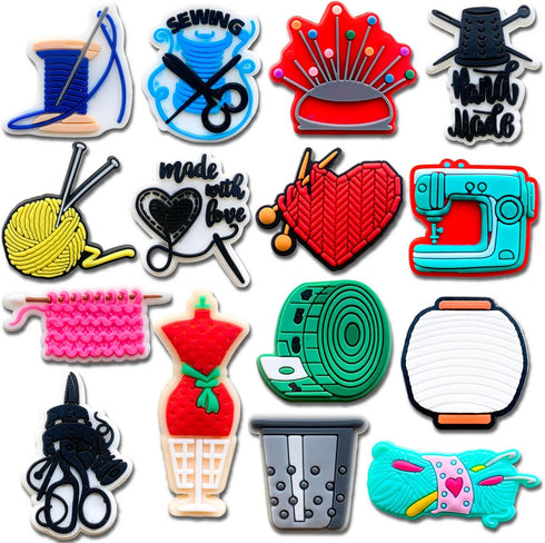 15Pcs Wool Knitting Shoe Charms for Clog, Sewing Charms Decoration for Women Adults...