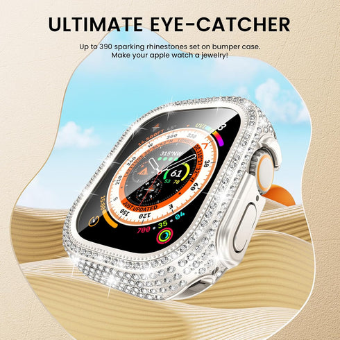 Tensea [2 in 1 for Waterproof Apple Watch Ultra2/Ultra Screen Protector Case 49mm Accessories, iWatch Hard PC Diamond Front & Back Bumper Case wit...