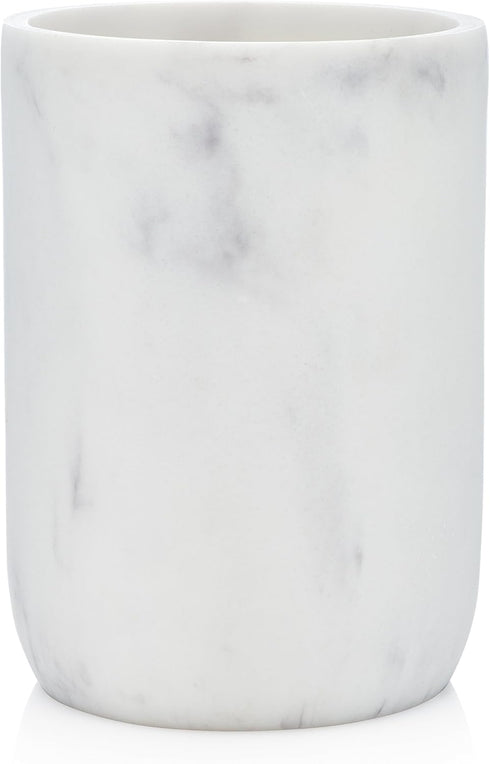 Essentra Home Blanc Collection White Bathroom Tumbler Cup for Vanity Countertops, Also Great As Pencil Pen Holder and Makeup Brush Holder...