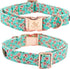 Elegant little tail Dog Collar, Pink Floral Print Pet Collar Summer Dog Collar Pet Collar Dog Cotton Durable Dog Collar Metal Buckle Collar for Sm...