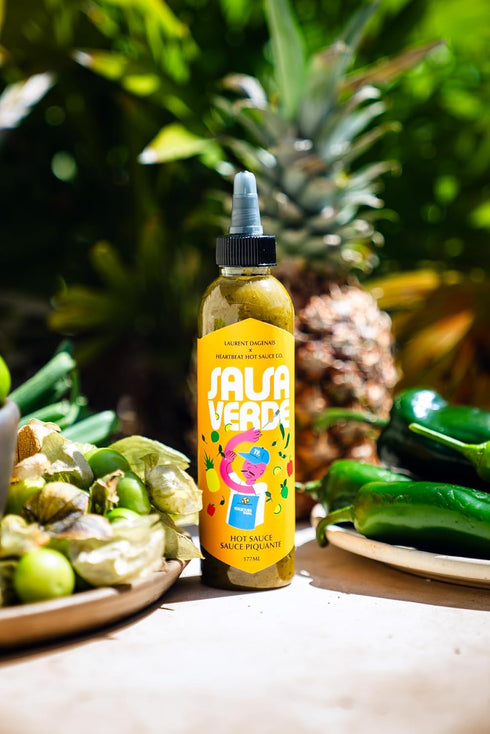 Heartbeat Hot Sauce x Laurent Dagenais Salsa Verde: Poblano Peppers, Pineapple, Tomatillos, Avocado Oil, Honey, Oregano, and Cilantro, 6 oz - Smal...