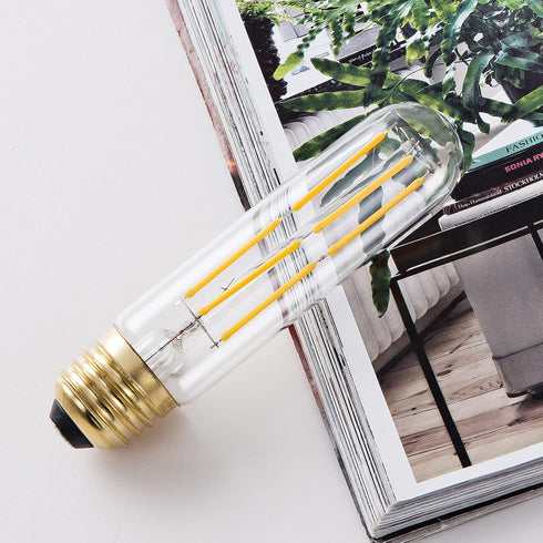 6 Pcs E26 T10 LED Tubular Light Bulbs, Daylight White Edison Bulb 4000K 6W Dimmable T10 Led Bulb for Pendant Lights, Lamps, Outdoor Long Light Bul...