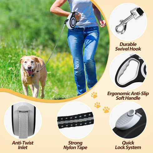 Retractable Dog Leash 16FT, Dog Walking Leash for for Medium Dogs up to 77 lbs,Tangle Free Dog Leash...