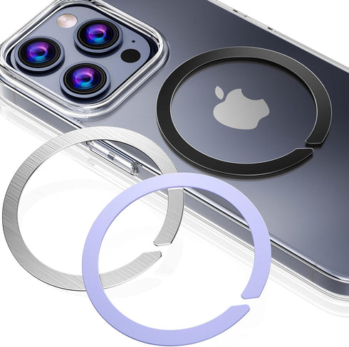 Magnetic Adapter Ring for MagSafe,Mag-Safe Sticker for Phone Case,Metallic,Adhesive, Compatible with Wireless Charging for iphone Android,3 Pack(B...