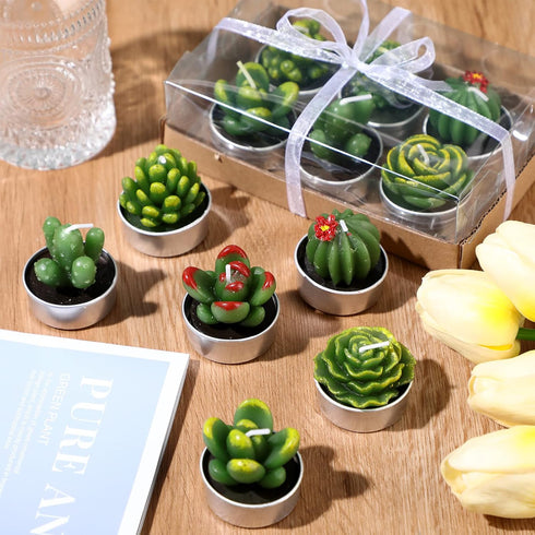 12 Pieces Cactus Tealight Candles Handmade Delicate Succulent Cactus Candles for Party Wedding Spa Home Decoration Gifts...