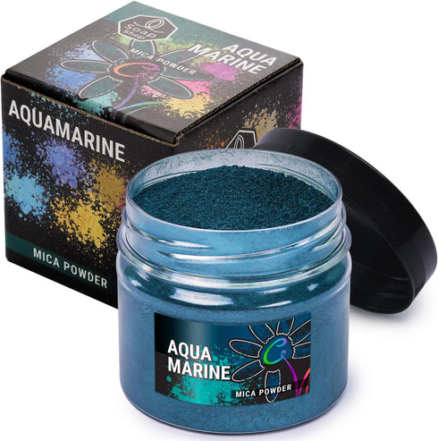 Mica Powder Aquamarine 2 oz - Soap Making Dye - Single Color - Hand Soap Making Supplies - Epoxy Resin Color Pigment - Organic Mica Powder for Soa...