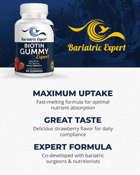 Bariatric Expert Biotin Vitamin – Fast-Melting Dietary Supplement for Adults Post Bariatric Surgery, 90 Count...