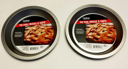 Two 9 inch Pie Pans a Heavy weight steel none stick bakeware set with even heating (Standard version)...