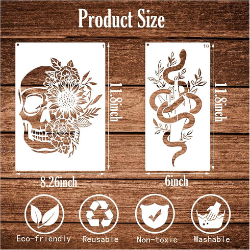 Stencils for Painting Reusable Stencils Large Template Paint Stencils for Painting on Wood Burning, DIY Art Craft Fabric Canvas Furniture (Snake)...