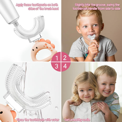U Shaped Toothbrush - for Kids, Manual Whole Mouth Toddler Toothbrush Age 2-4 5 6 & up, Food Grade Soft Silicone Brush, 360° Oral Teeth Cleaning, ...