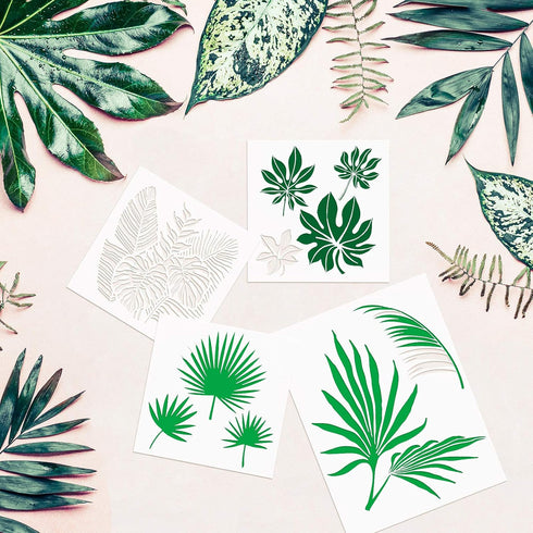 9 Pieces Reusable Painting Stencil Tropical Stencil Plastic Paint Stencils Summer Pattern Drawing Templates Stencils Reusable Craft for Painting(L...