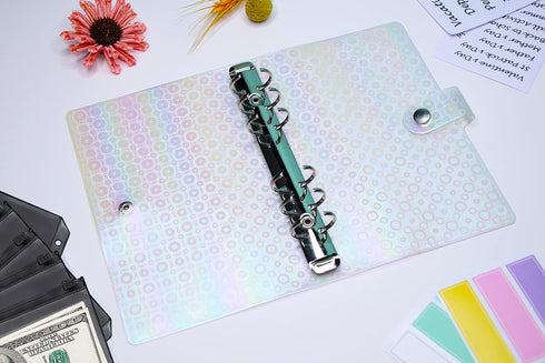 A6 PVC Money Organizer, 6-Ring Budget Planner kit with Cash envelopes, Budget Refill Inserts, Cash Pockets, Matched Stickers and Labels, 7.4"x 5.7...