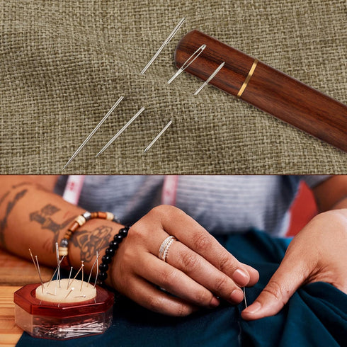 30pcs Large Eye Sewing Needles, Stainless Steel Hand Knitting Needles Sharp Tapestry Embroidery Needles with Wooden Needle Case Yarn Sewing Needle...
