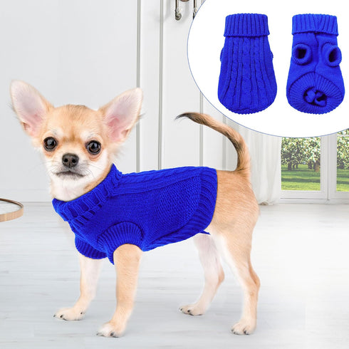 uxcell Small Dog Sweater Thick Twisted Knit Pullover Turtleneck Pet Dog Clothes Apparel, Soft Winter Warm Dog Sweater for Small Medium Puppy Dogs ...